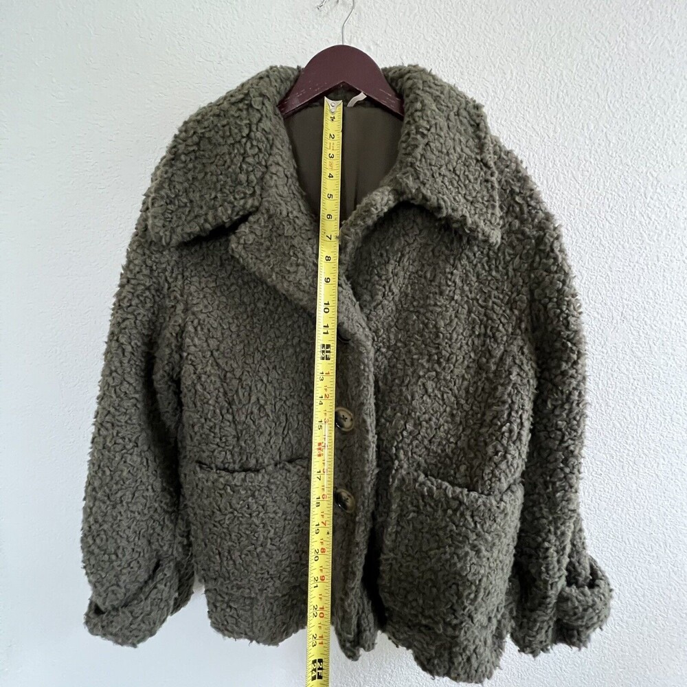Free People So Soft Sherling Teddy Jacket Size S Green - Picture 6 of 8